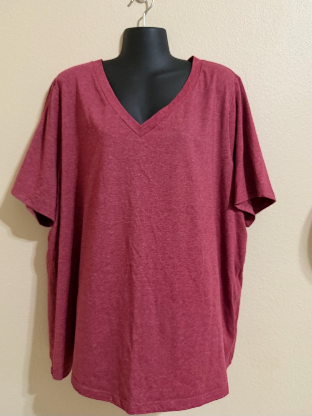 BloomChic Short Sleeve V-Neck Tee in Wine